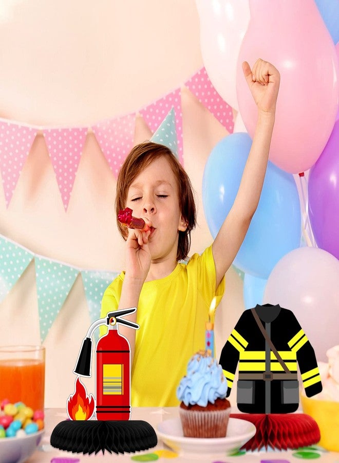Epakh 10 Pcs Firetruck Birthday Party Decorations Fire Truck Themed Table Supplies Firetruck Honeycomb Centerpieces Fire Truck Plates Firefighter Hat Extinguisher Fireman Party Favor Supplies for Kids - Image 5